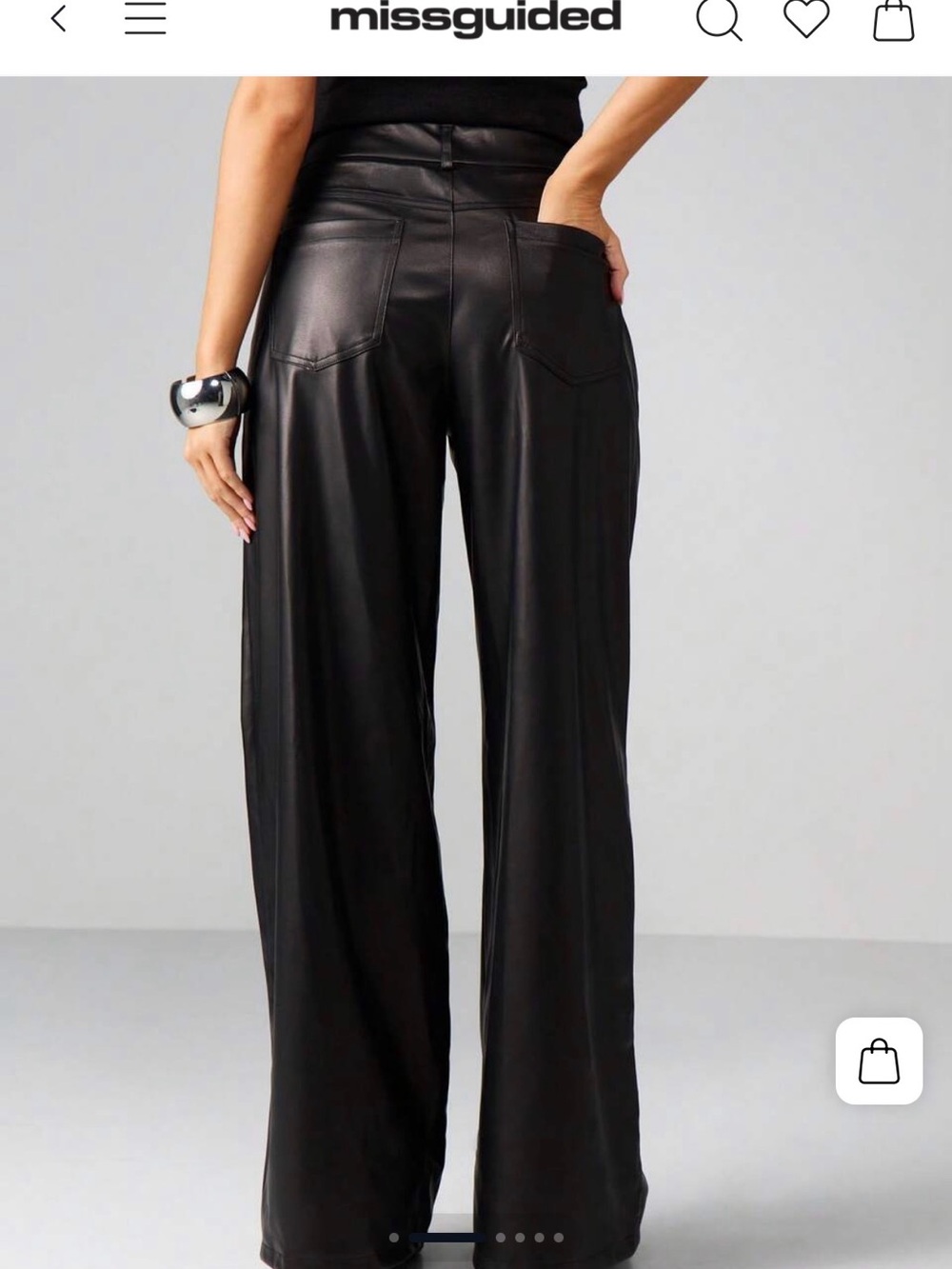 Missguided Black Faux Leather Wide Leg Trousers
